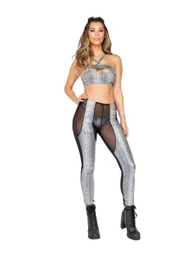 3856 - Two-Tone Sheer & Snakeskin Pants