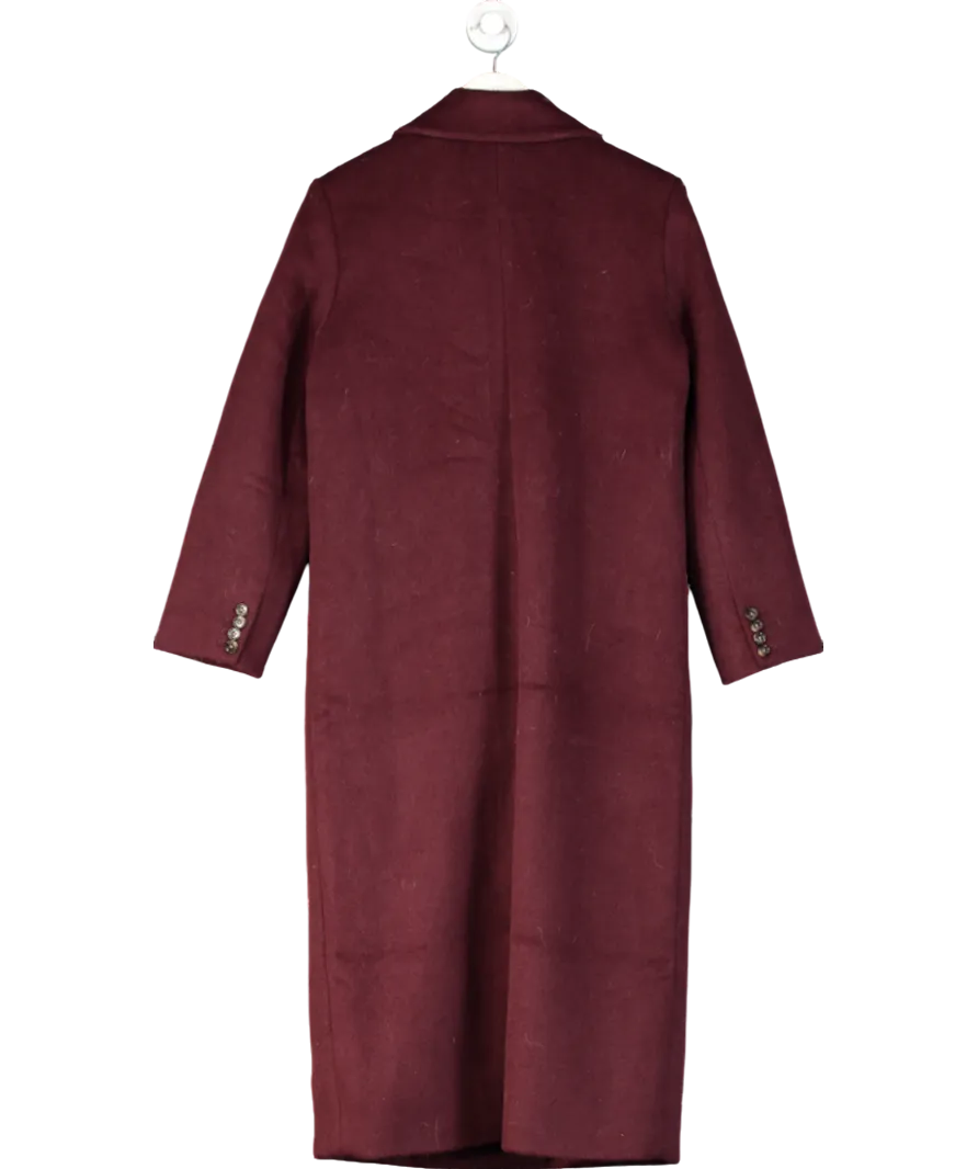 Abercrombie & Fitch Red Burgundy Wool-blend Double-breasted Coat UK S
