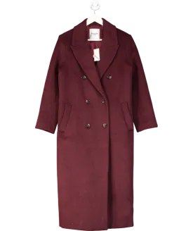 Abercrombie & Fitch Red Burgundy Wool-blend Double-breasted Coat UK S