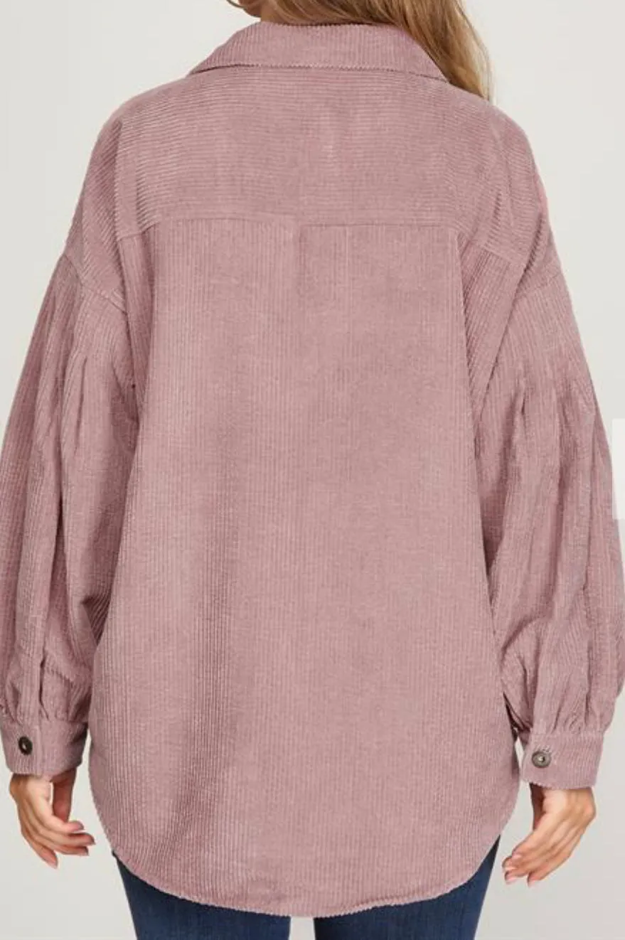 Breathe Slow Shacket in Dusty Rose