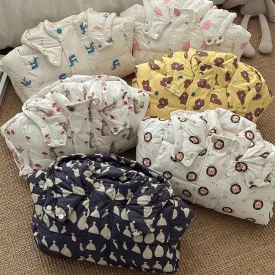 Cartoon Animal Print Plush Padded Jacket