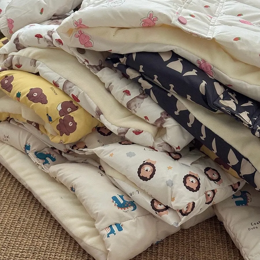 Cartoon Animal Print Plush Padded Jacket