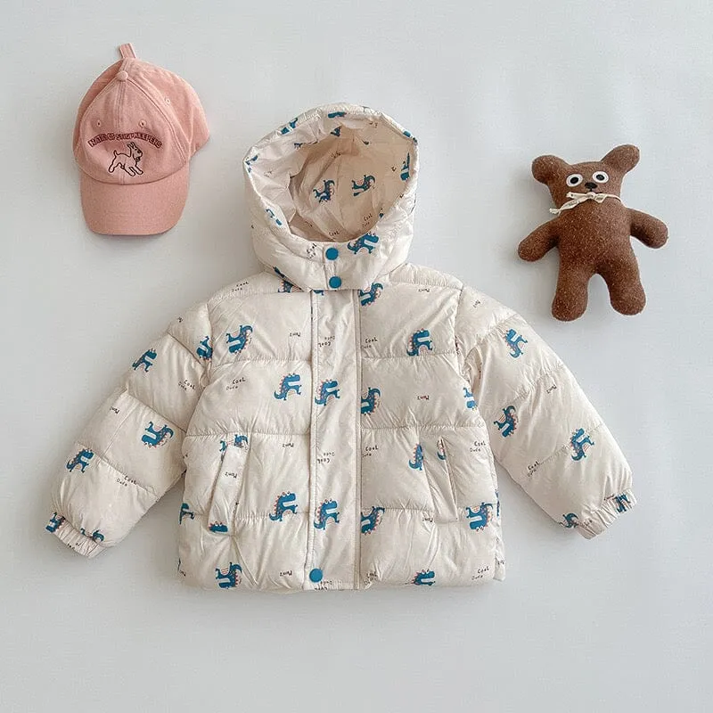 Cartoon Animal Print Plush Padded Jacket