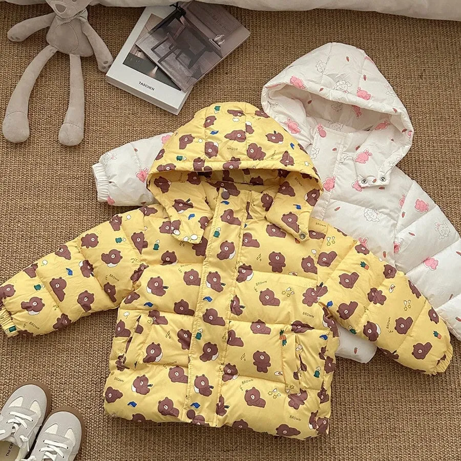 Cartoon Animal Print Plush Padded Jacket