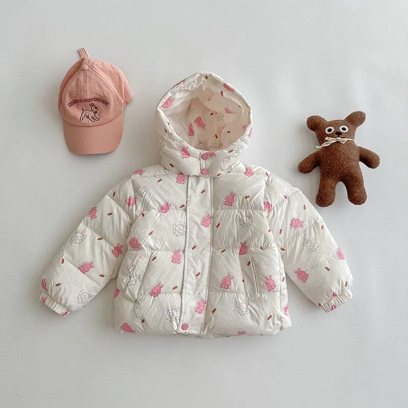 Cartoon Animal Print Plush Padded Jacket