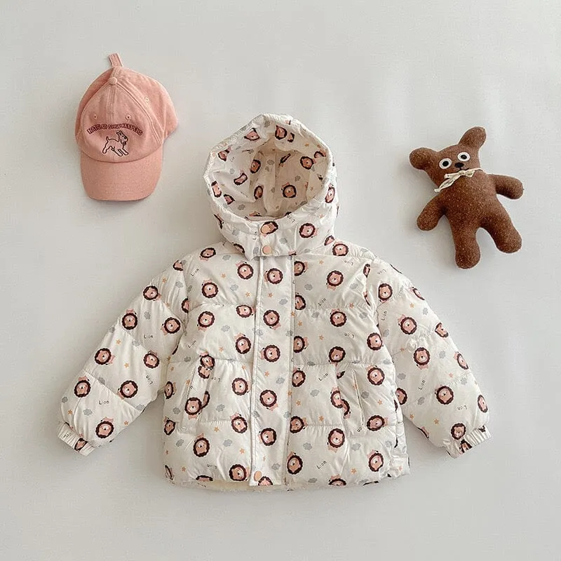 Cartoon Animal Print Plush Padded Jacket