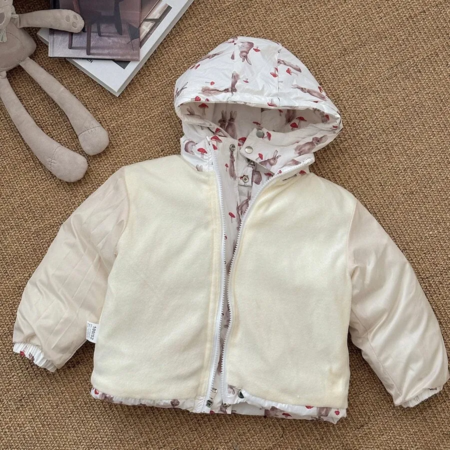 Cartoon Animal Print Plush Padded Jacket