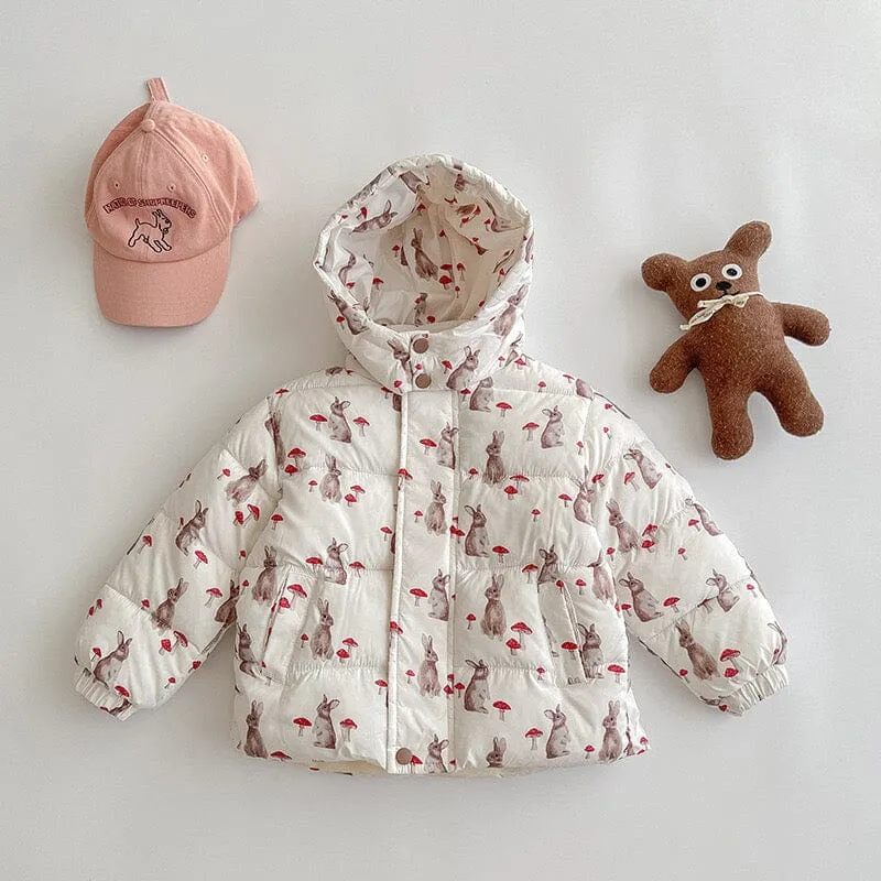 Cartoon Animal Print Plush Padded Jacket