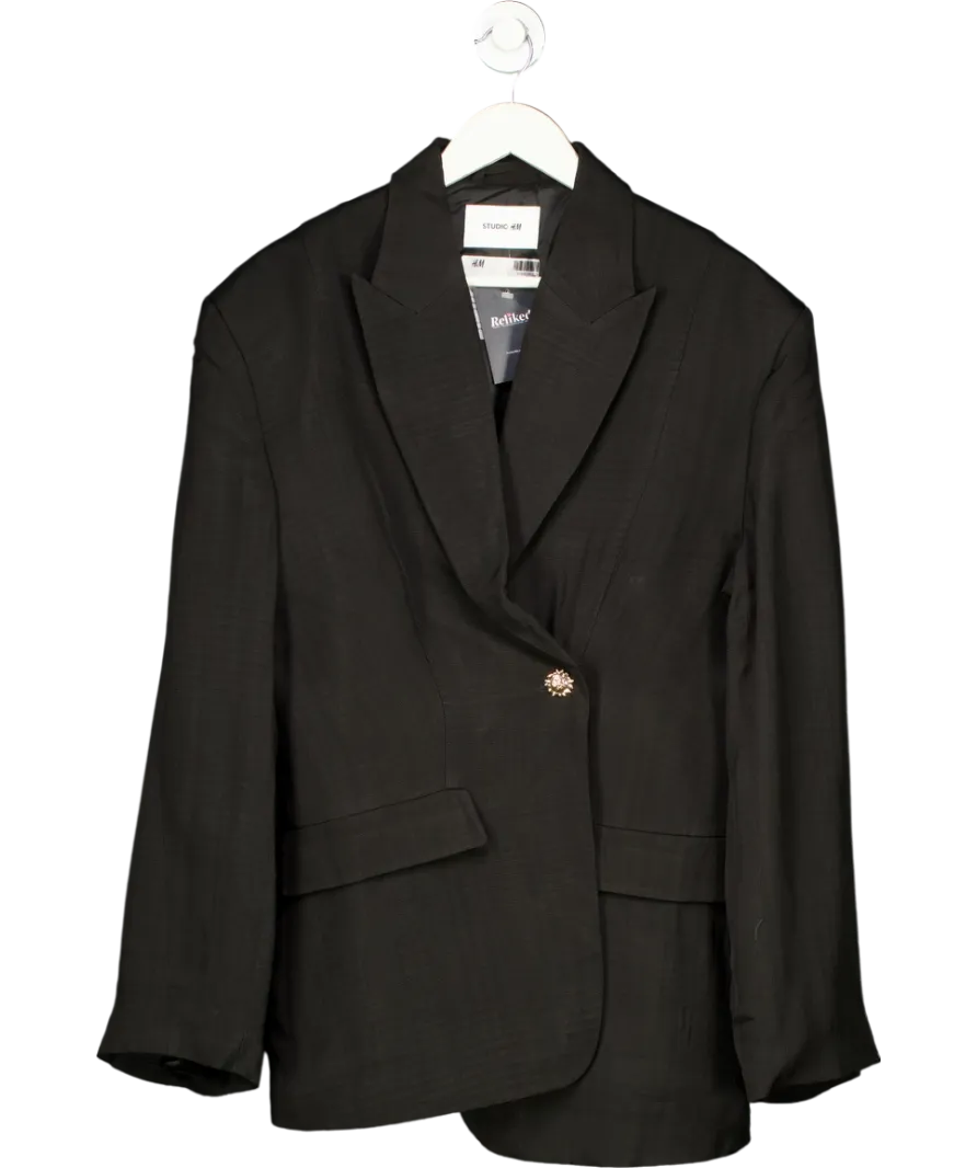 H&M Black Studio Collection Single-breasted Viscose Blazer UK 16