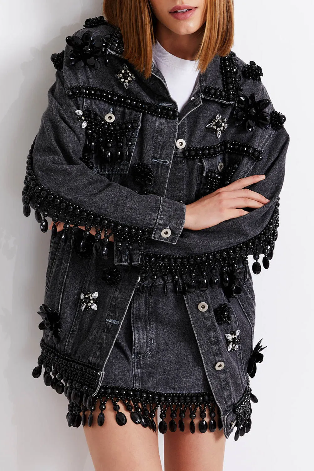 HAND-BEADED DENIM JACKET