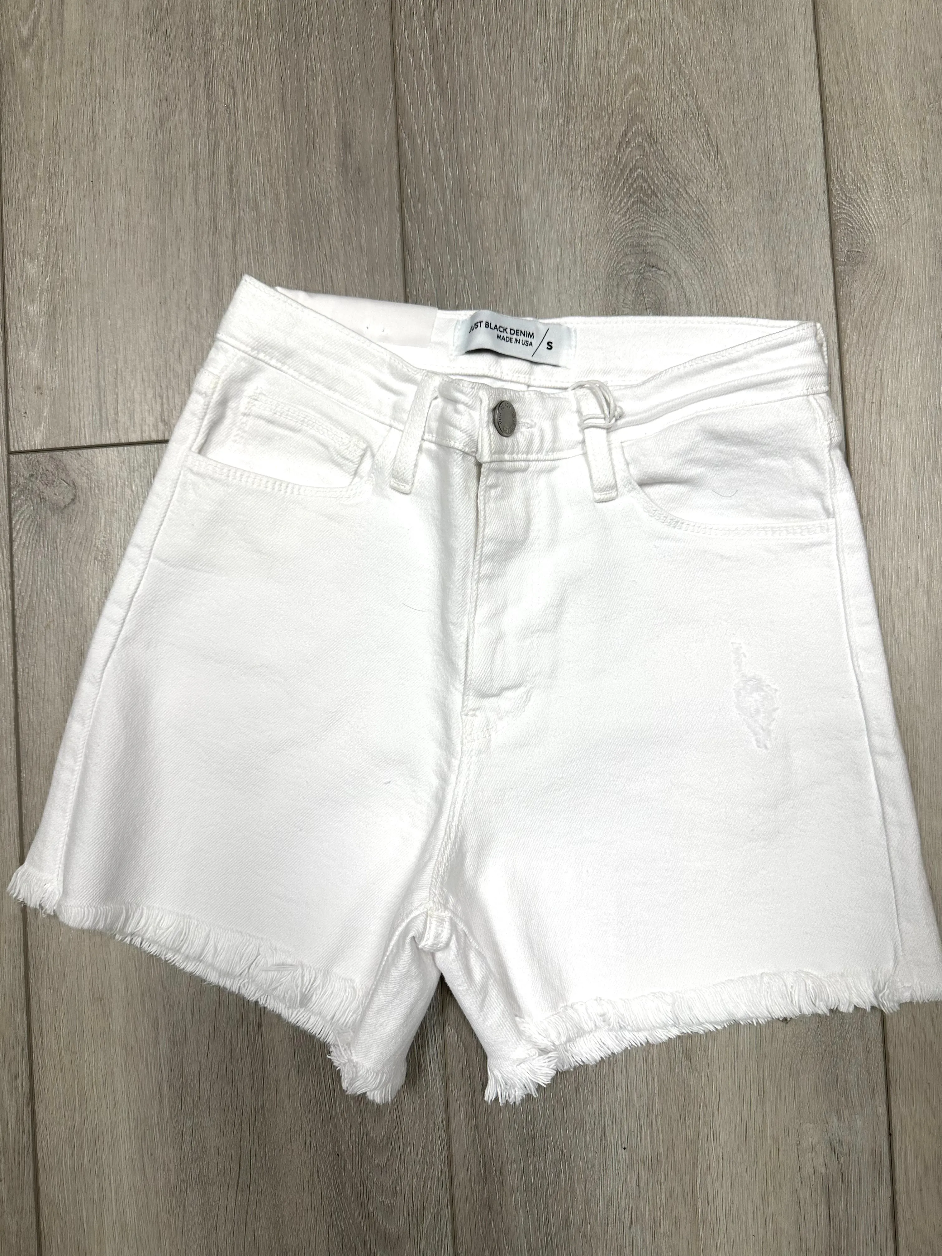 High Rise Denim Fray Short