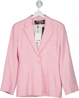 JACQUEMUS L’Amour Single Breasted Light Pink Blazer UK 10