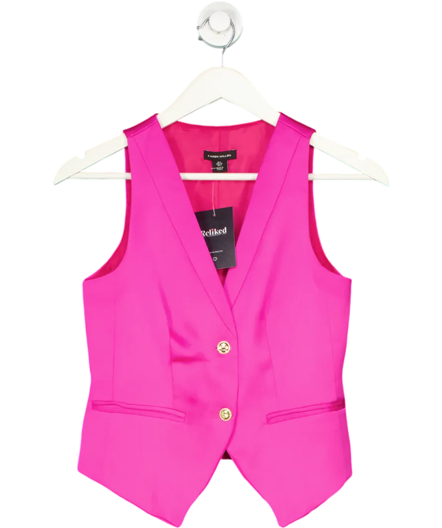 Karen Millen Pink Satin Single Breasted Waistcoat UK 6