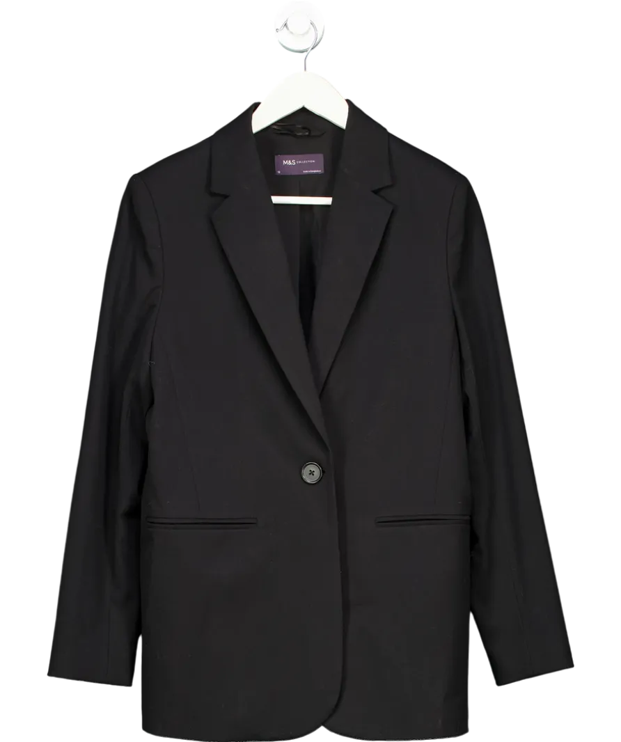 M&S Black Relaxed Single Breasted Blazer UK 12
