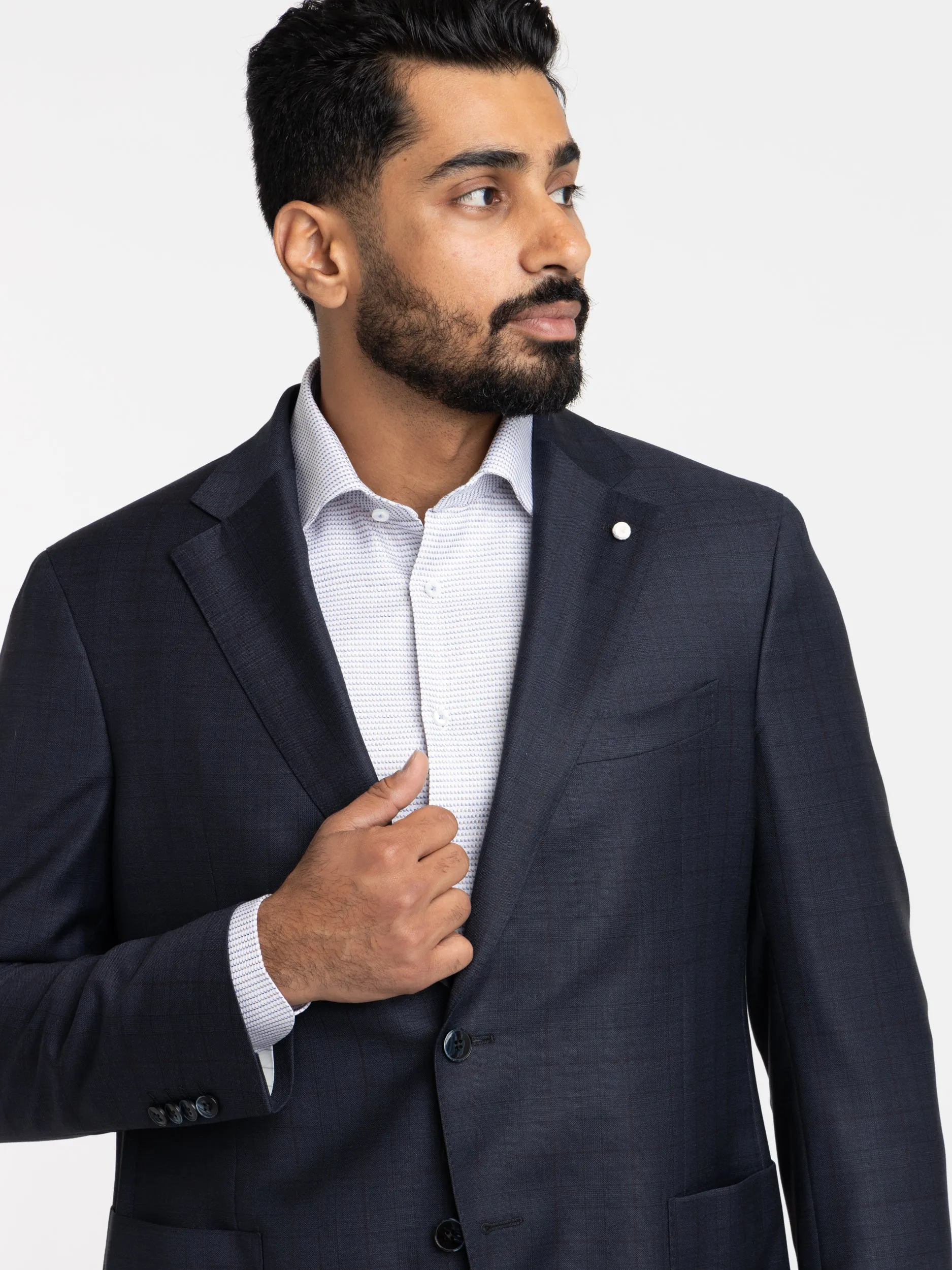 Navy Check Wool Suit