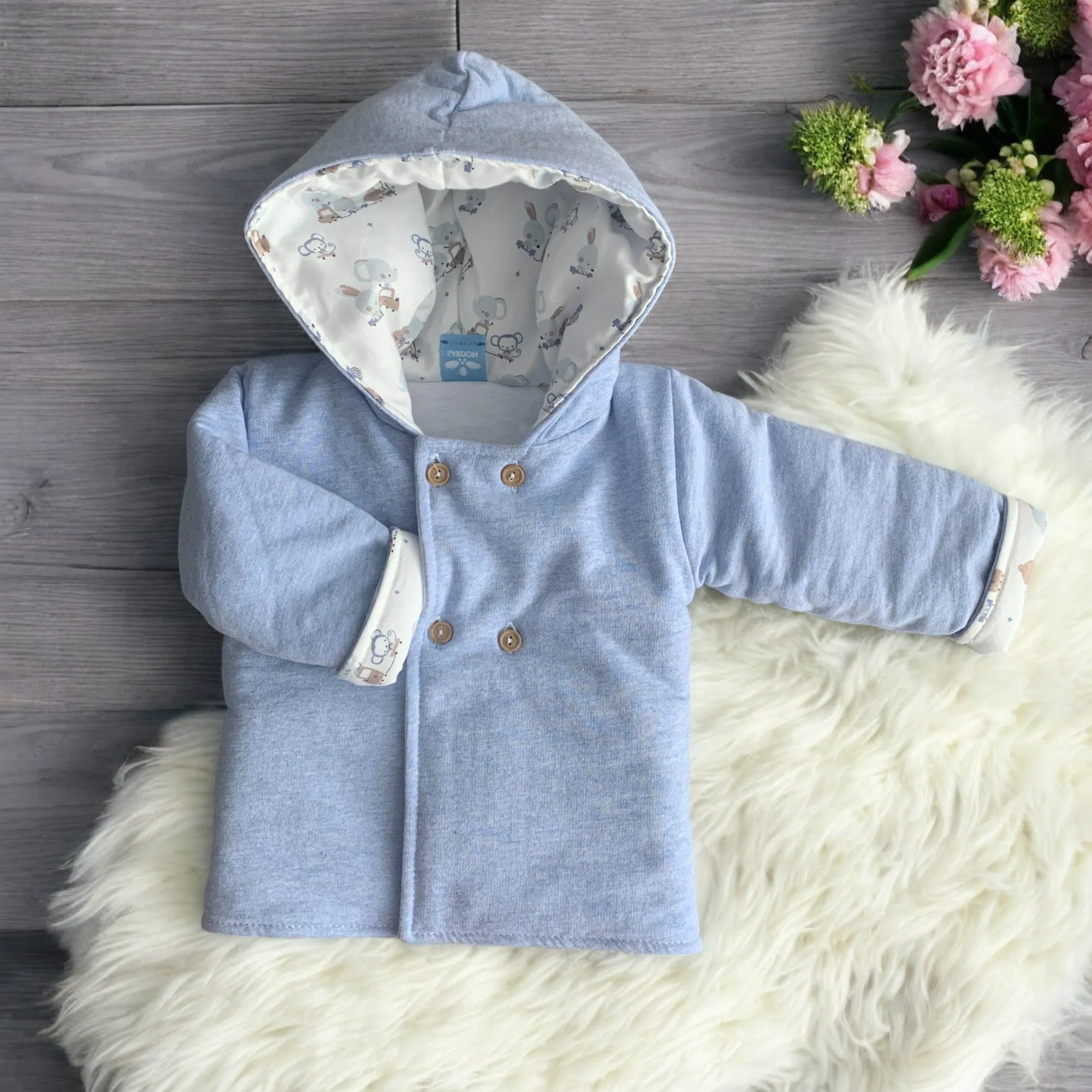Pale Blue Coat and Dungaree Set