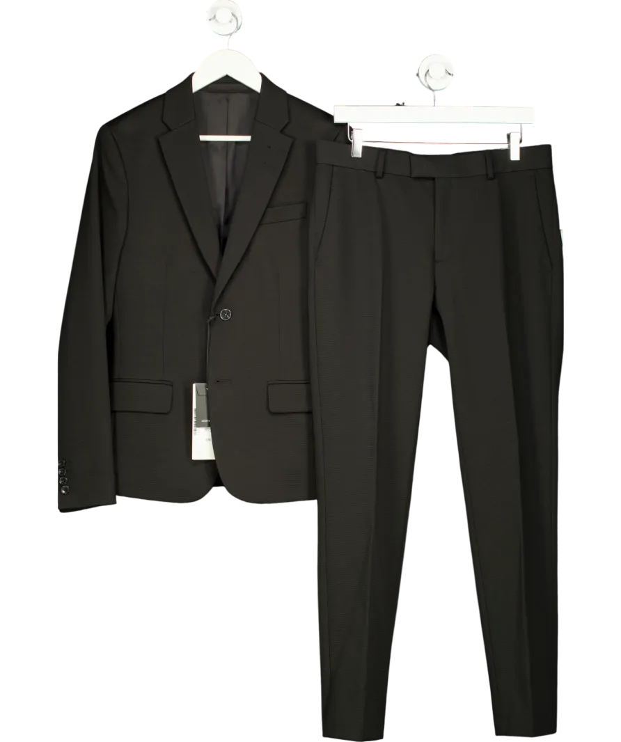 River Island Black Skinny Fit Tailored Blazer And Trouser Suit UK XS/S