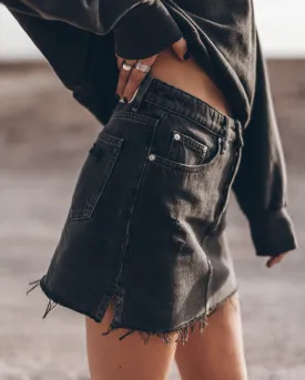 The Black Slit Denim Skirt
