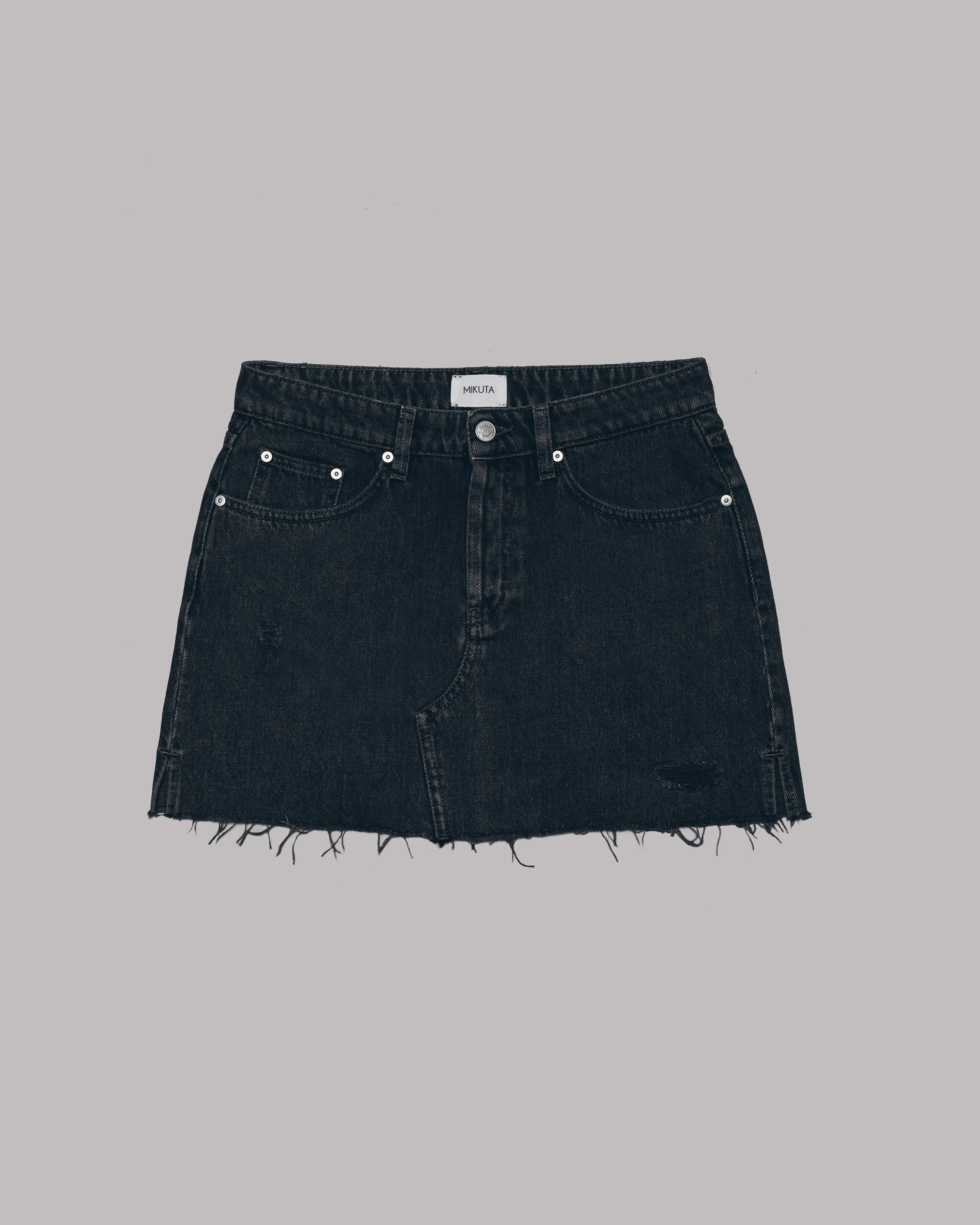 The Black Slit Denim Skirt