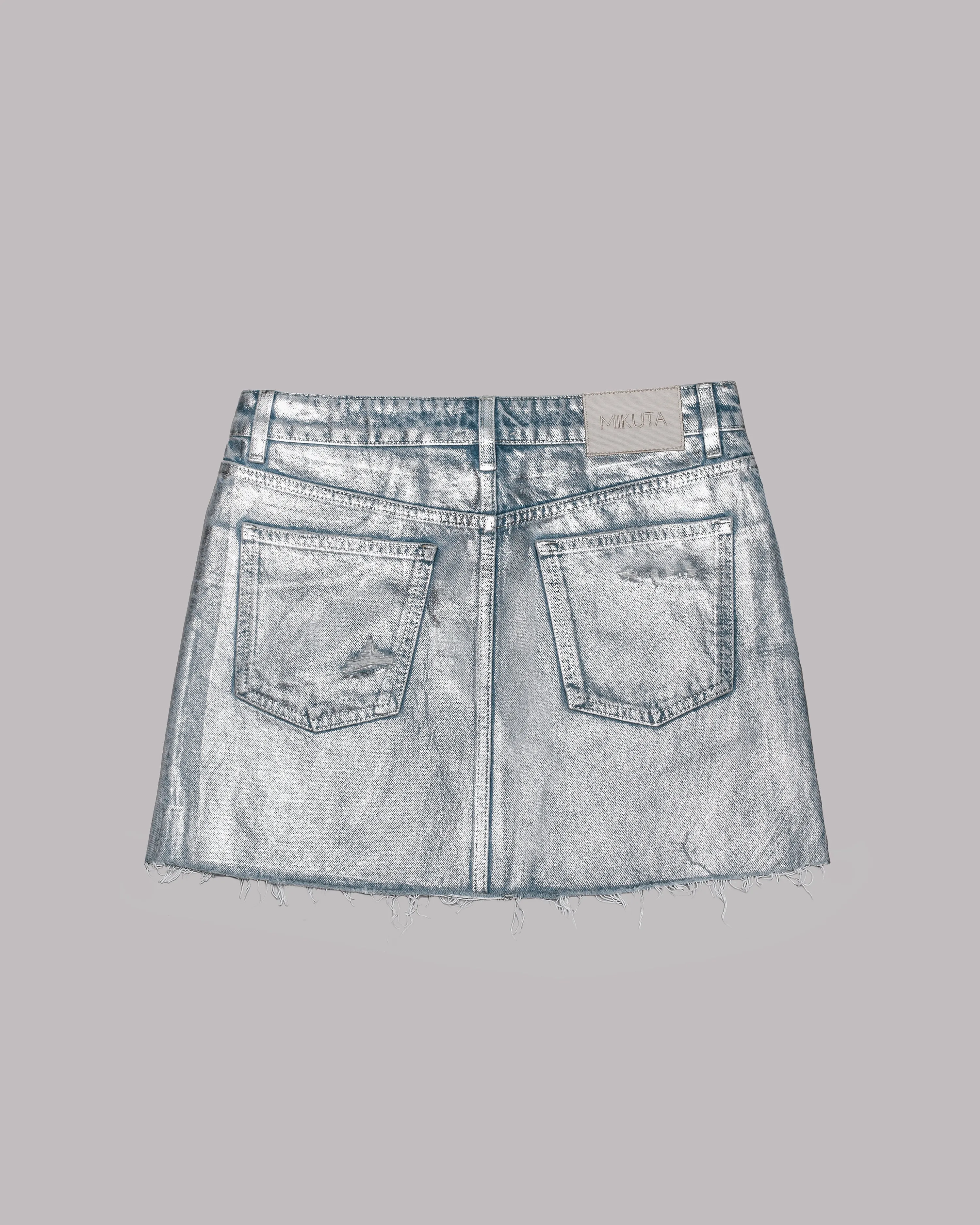 The Blue Shimmer Slit Denim Skirt