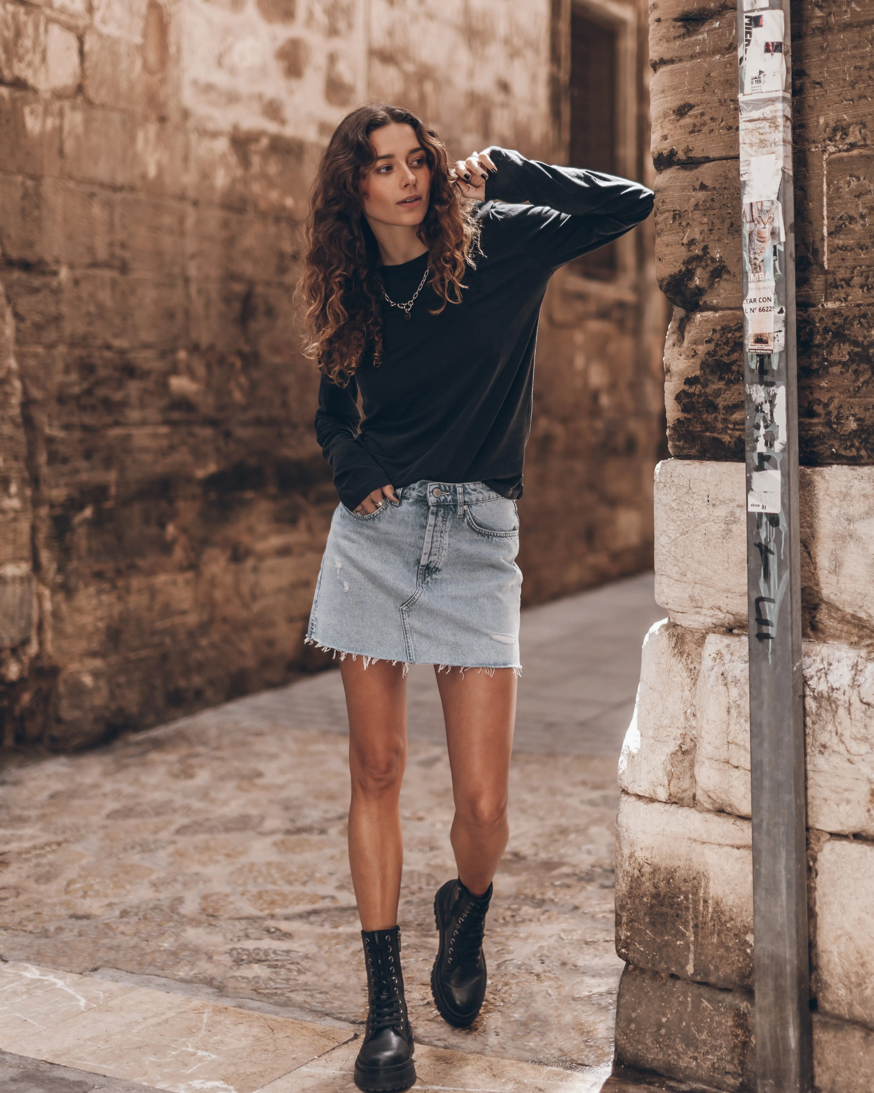 The Blue Slit Denim Skirt