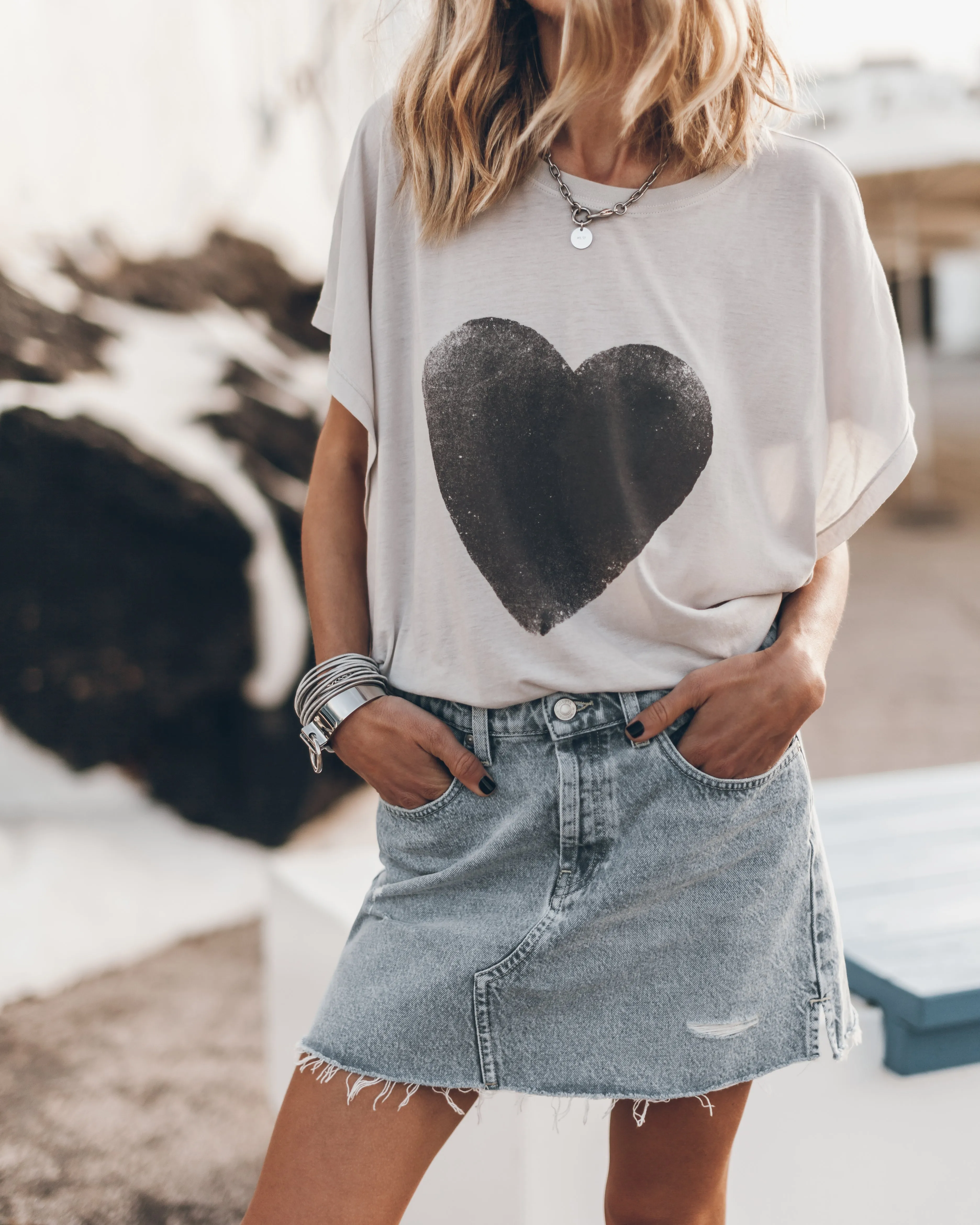 The Blue Slit Denim Skirt