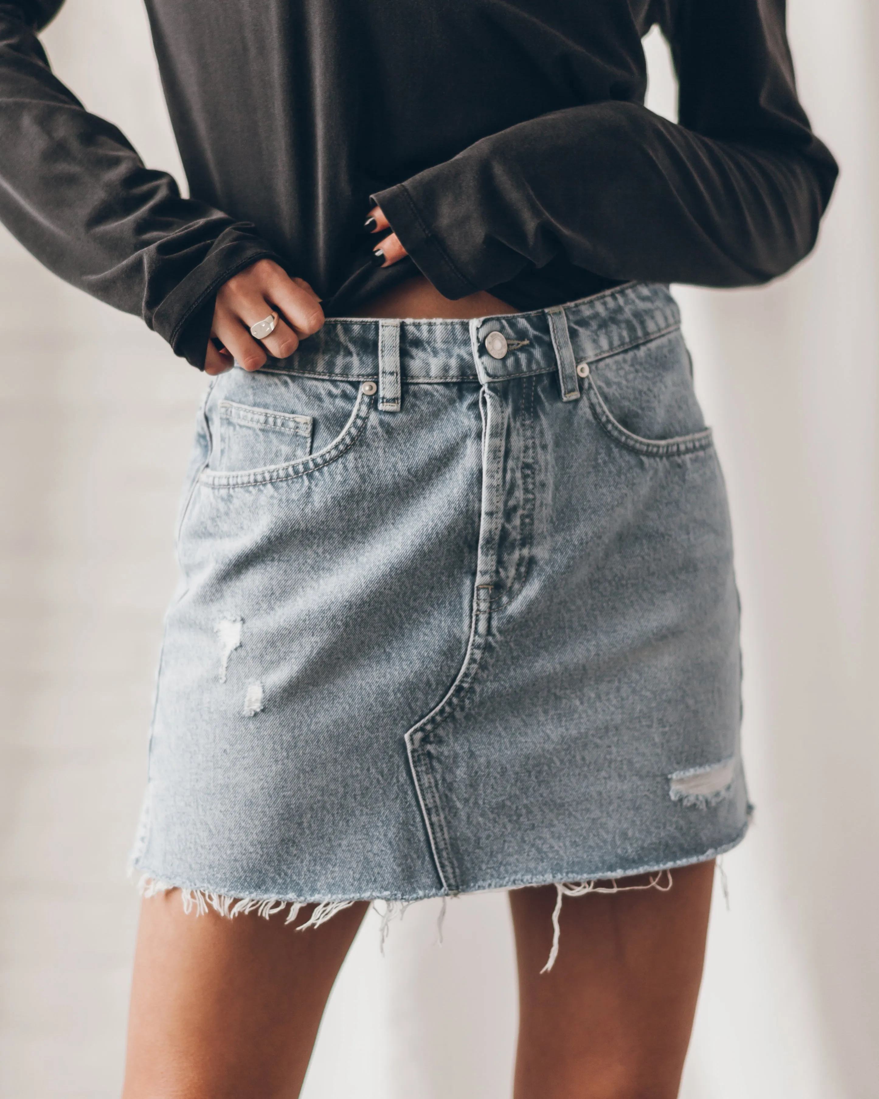 The Blue Slit Denim Skirt