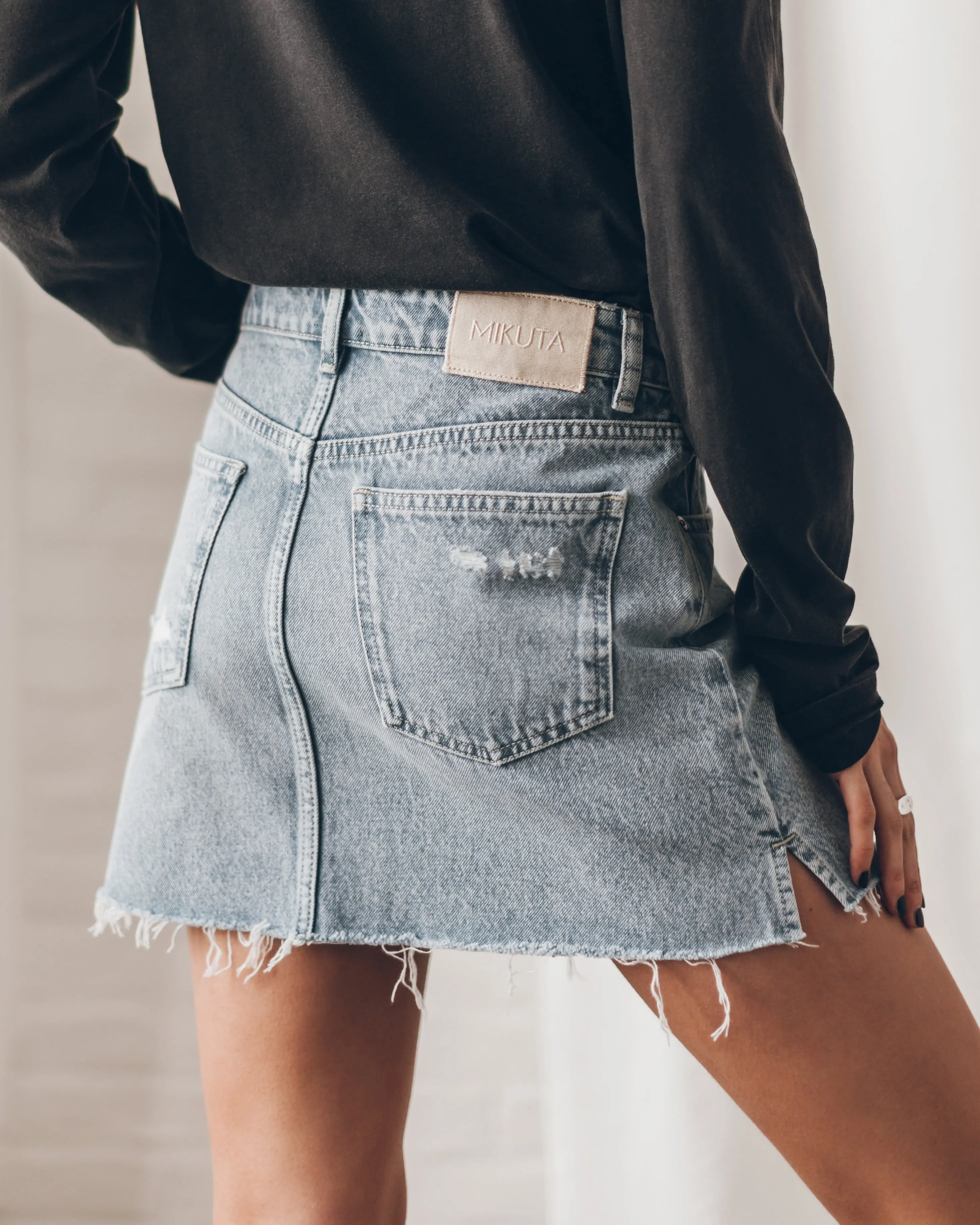 The Blue Slit Denim Skirt