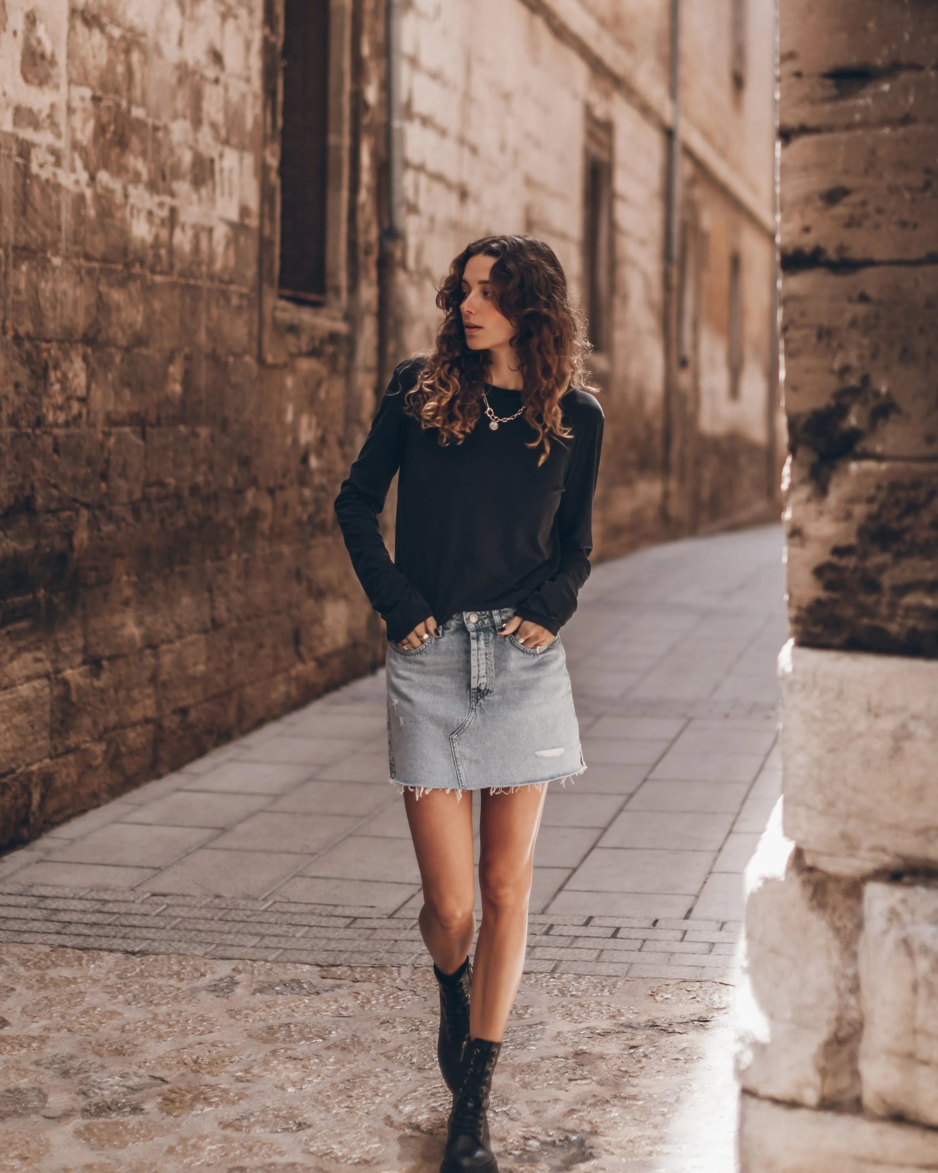 The Blue Slit Denim Skirt
