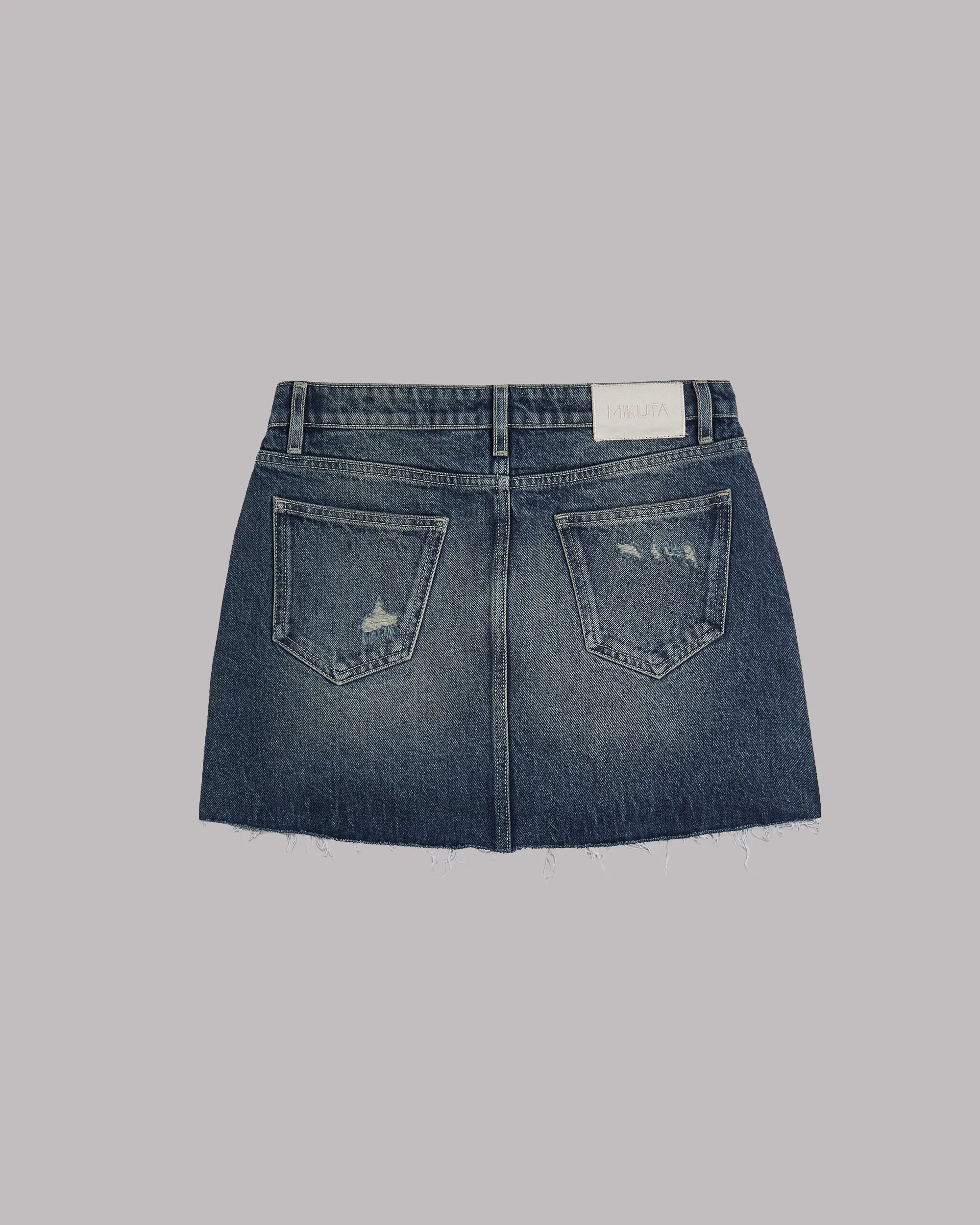 The Dark Blue Slit Denim Skirt