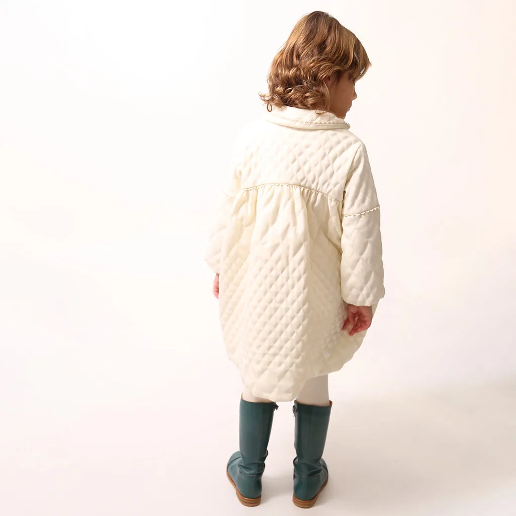 Tia Cibani Kids Child Brittany Tufted Dress Opal Cream