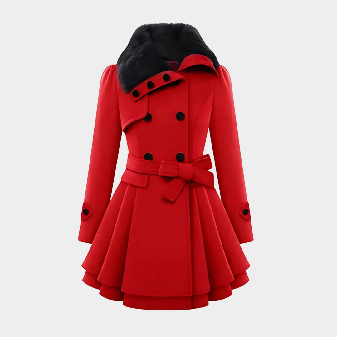 Women's Long Wool Coat  Slim Fit  Double Breasted  Padded Sherpa Lining  Elegant Trench  Multiple Colours