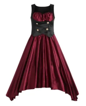 Womens Vintage Style Dress • Wine Red Lolita Style • Plus Size